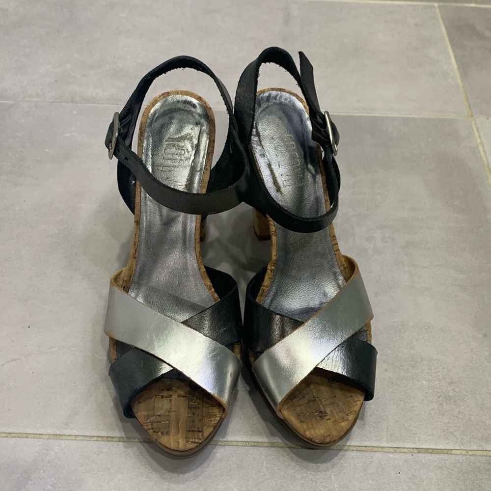 Portuguese Made Gorgeous Leather Cork Platform High Heels Sandals